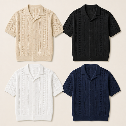 FINAL SALE⚡8 Packs for $34.99⚡- Men’s Open-Knit Short Sleeve Button-Up Shirt