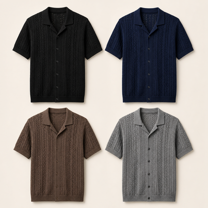 FINAL SALE⚡8 Packs for $34.99⚡- Men’s Open-Knit Short Sleeve Button-Up Shirt