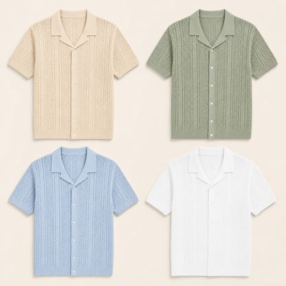 FINAL SALE⚡8 Packs for $34.99⚡- Men’s Open-Knit Short Sleeve Button-Up Shirt