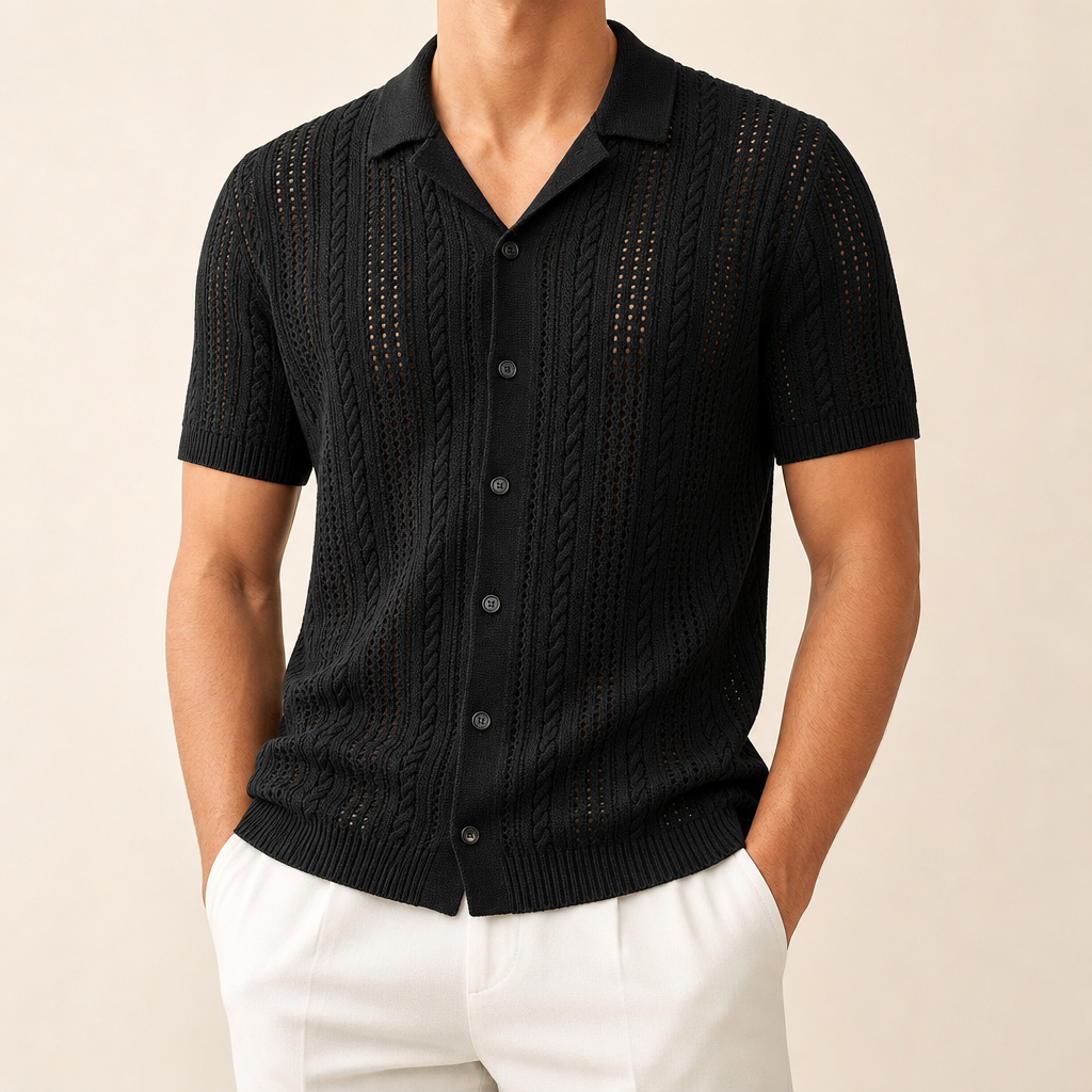 FINAL SALE⚡8 Packs for $34.99⚡- Men’s Open-Knit Short Sleeve Button-Up Shirt