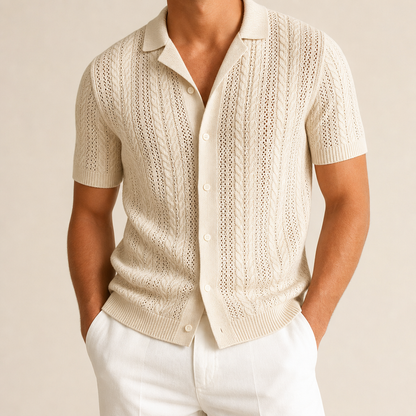 FINAL SALE⚡8 Packs for $34.99⚡- Men’s Open-Knit Short Sleeve Button-Up Shirt