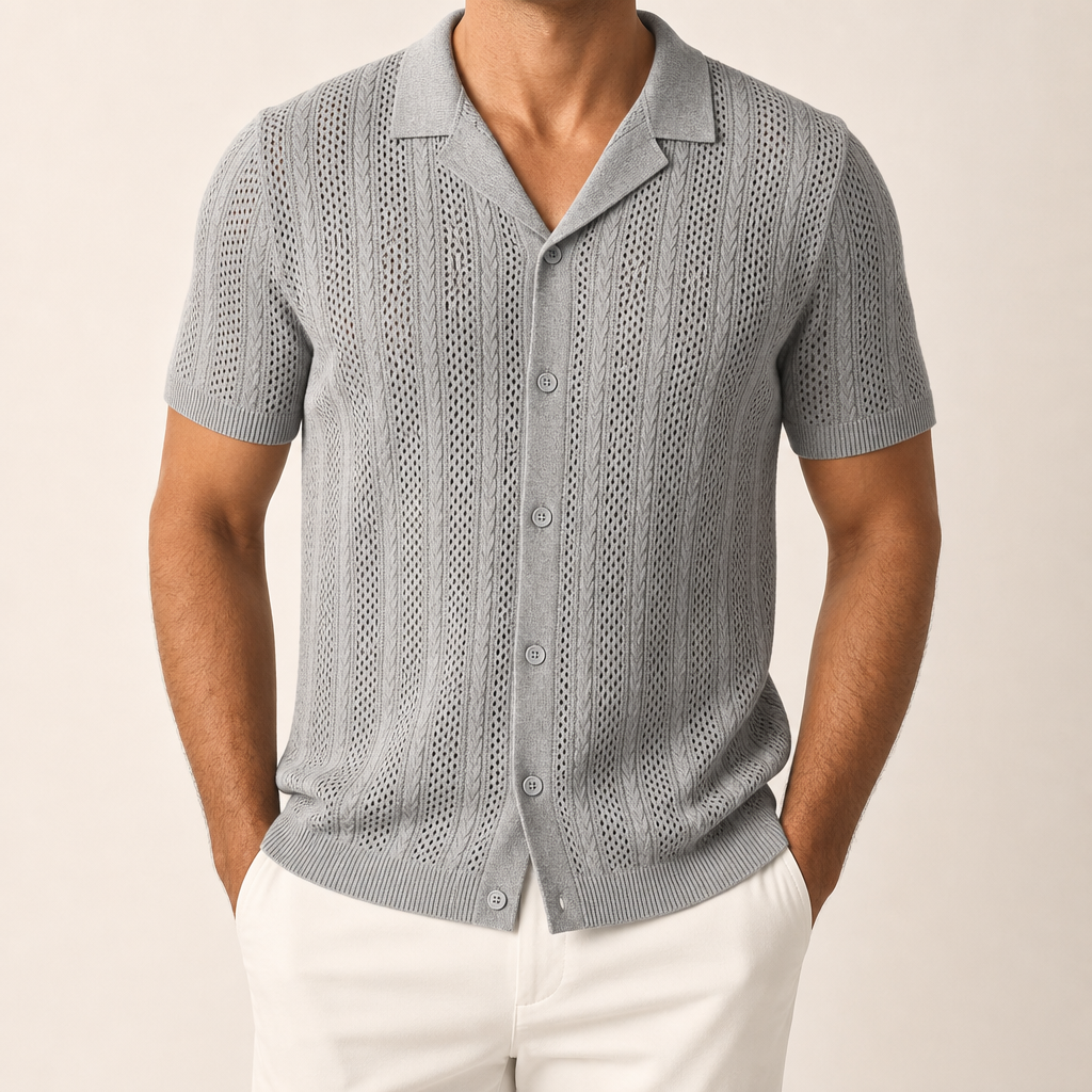 FINAL SALE⚡8 Packs for $34.99⚡- Men’s Open-Knit Short Sleeve Button-Up Shirt