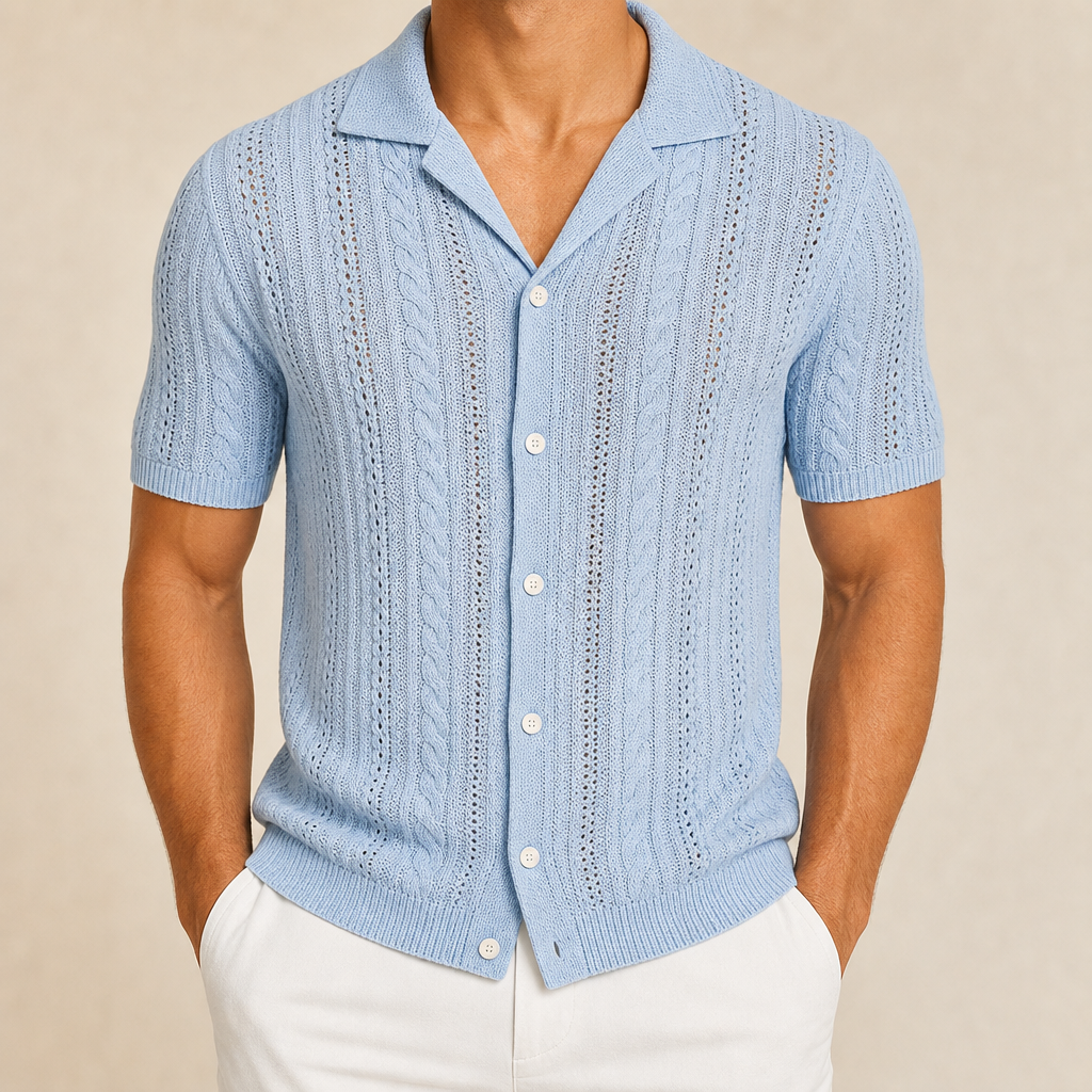 FINAL SALE⚡8 Packs for $34.99⚡- Men’s Open-Knit Short Sleeve Button-Up Shirt