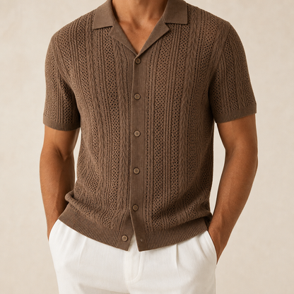 FINAL SALE⚡8 Packs for $34.99⚡- Men’s Open-Knit Short Sleeve Button-Up Shirt