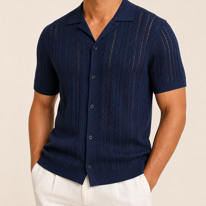 FINAL SALE⚡8 Packs for $34.99⚡- Men’s Open-Knit Short Sleeve Button-Up Shirt