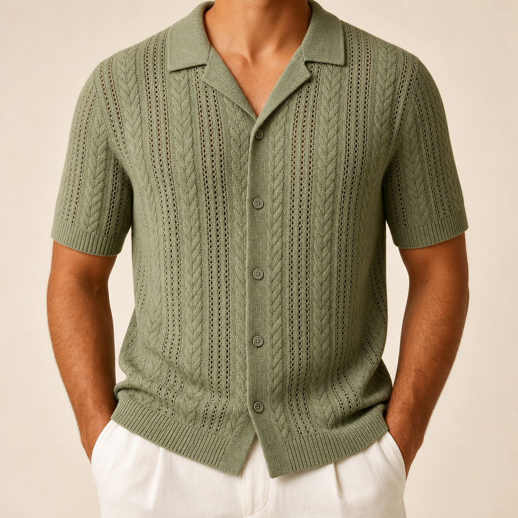 FINAL SALE⚡8 Packs for $34.99⚡- Men’s Open-Knit Short Sleeve Button-Up Shirt