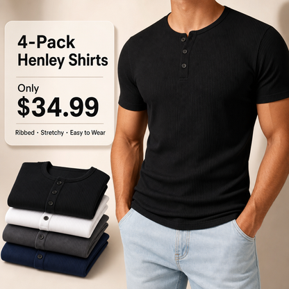 Men’s Ribbed Short Sleeve Henley Shirt