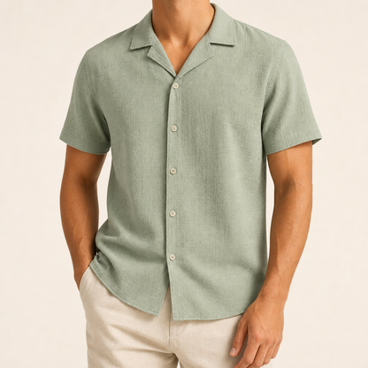 Men’s Textured Short Sleeve Button-Up Shirt