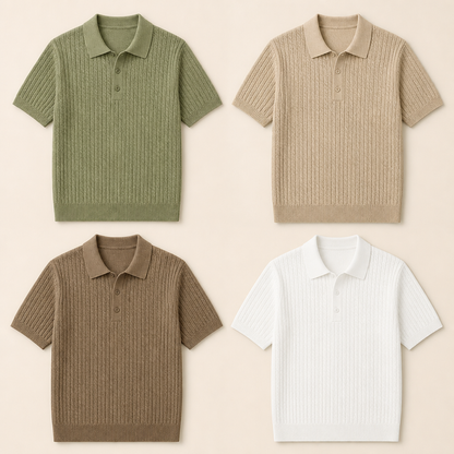 FINAL SALE⚡8 Packs for $34.99⚡- Men’s Textured Short Sleeve Knit Polo Shirt
