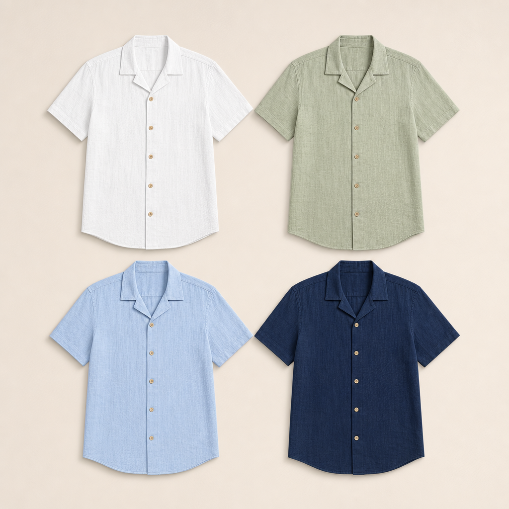 Men’s Textured Short Sleeve Button-Up Shirt
