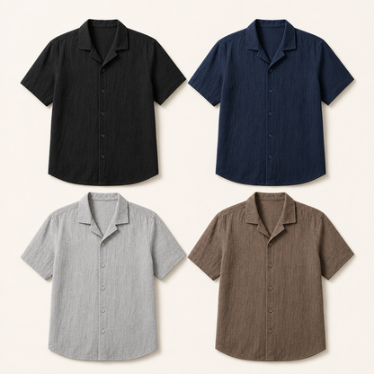 Men’s Textured Short Sleeve Button-Up Shirt