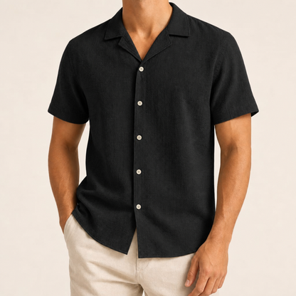 Men’s Textured Short Sleeve Button-Up Shirt