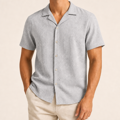 Men’s Textured Short Sleeve Button-Up Shirt