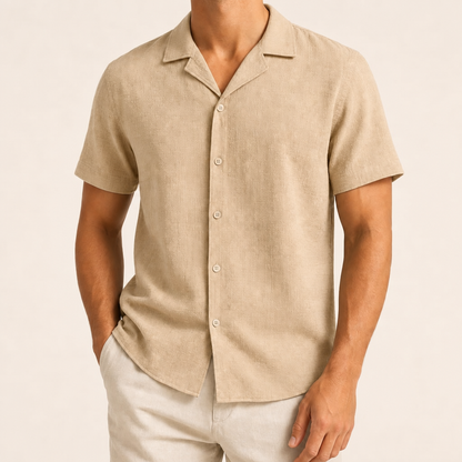 Men’s Textured Short Sleeve Button-Up Shirt