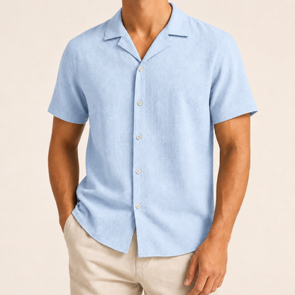 Men’s Textured Short Sleeve Button-Up Shirt