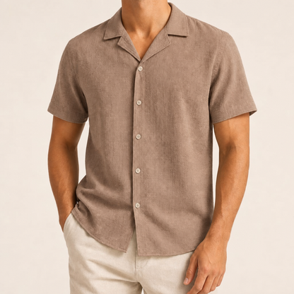 Men’s Textured Short Sleeve Button-Up Shirt