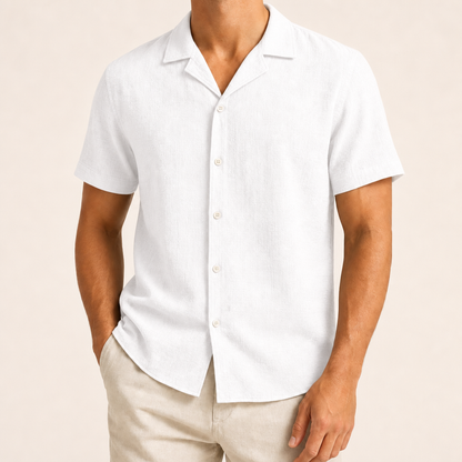 Men’s Textured Short Sleeve Button-Up Shirt
