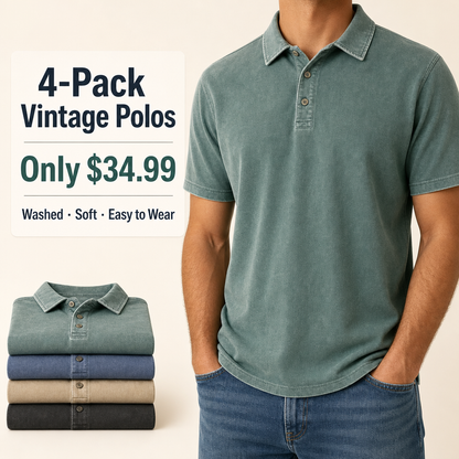 Men’s Vintage Wash No-Pocket Polo Shirt
