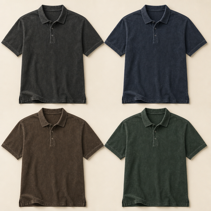Men’s Vintage Wash No-Pocket Polo Shirt