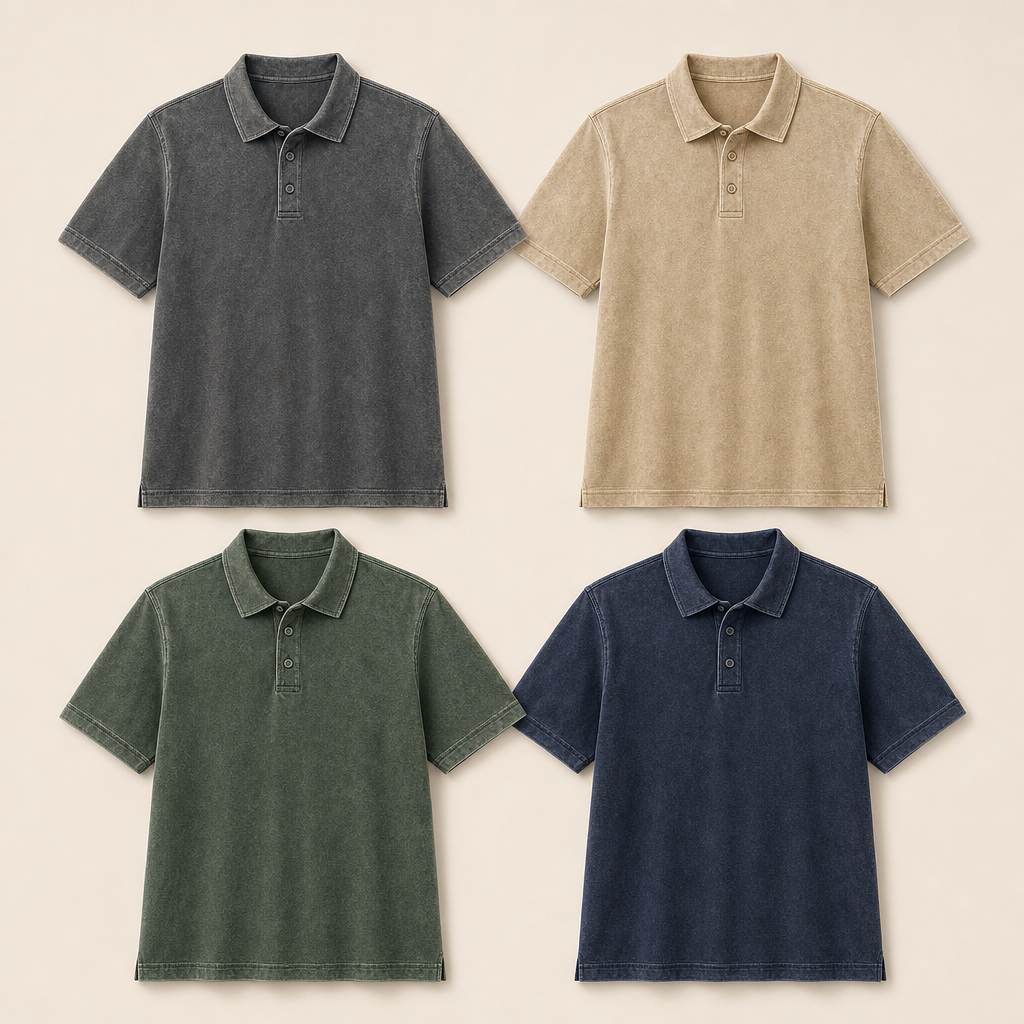 Men’s Vintage Wash No-Pocket Polo Shirt