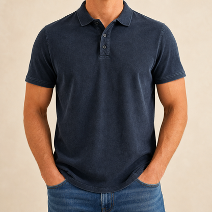 Men’s Vintage Wash No-Pocket Polo Shirt