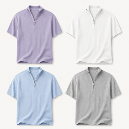 Men's Short Sleeve Zip Mock Neck Knit Top