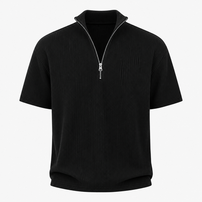 Men's Short Sleeve Zip Mock Neck Knit Top