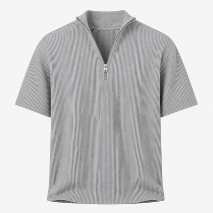 Men's Short Sleeve Zip Mock Neck Knit Top