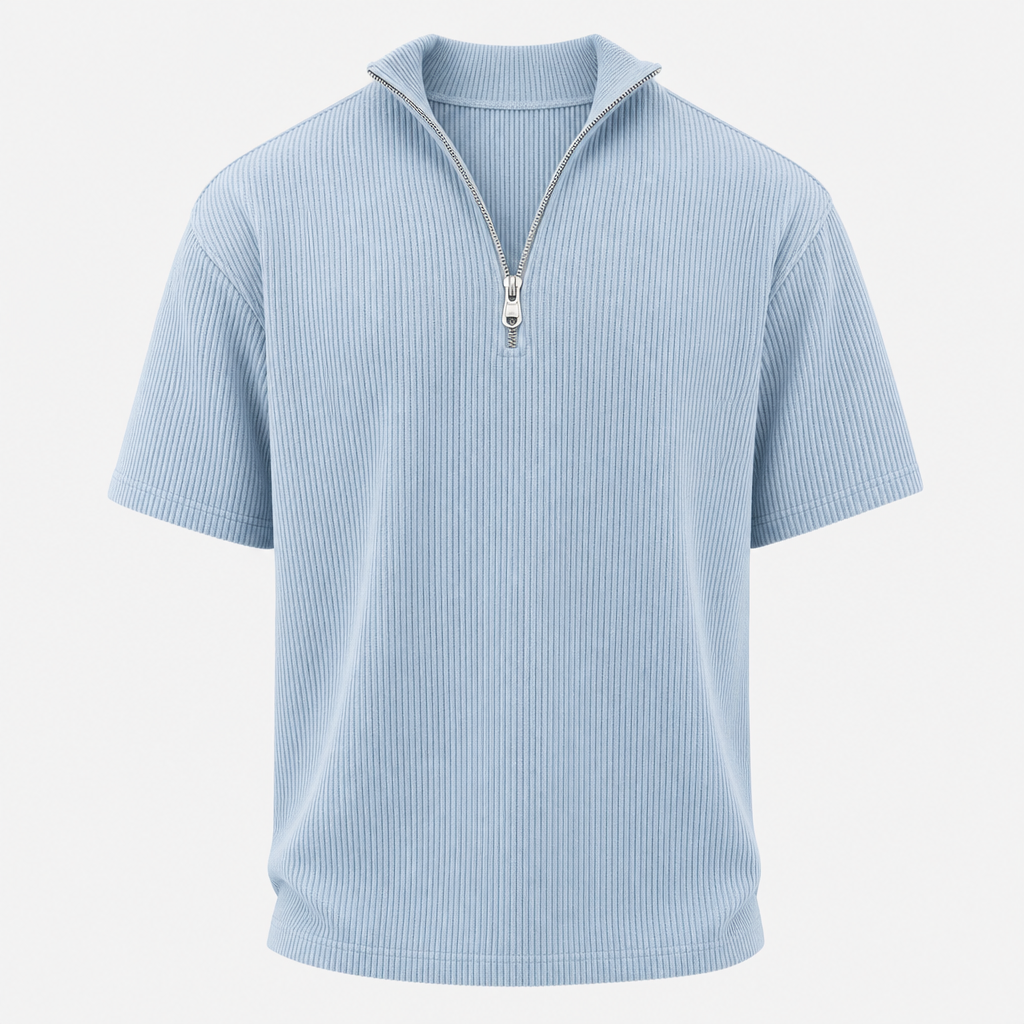 Men's Short Sleeve Zip Mock Neck Knit Top