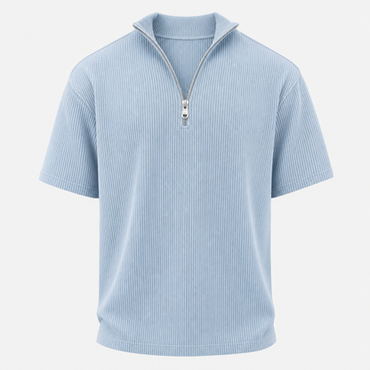 Men's Short Sleeve Zip Mock Neck Knit Top