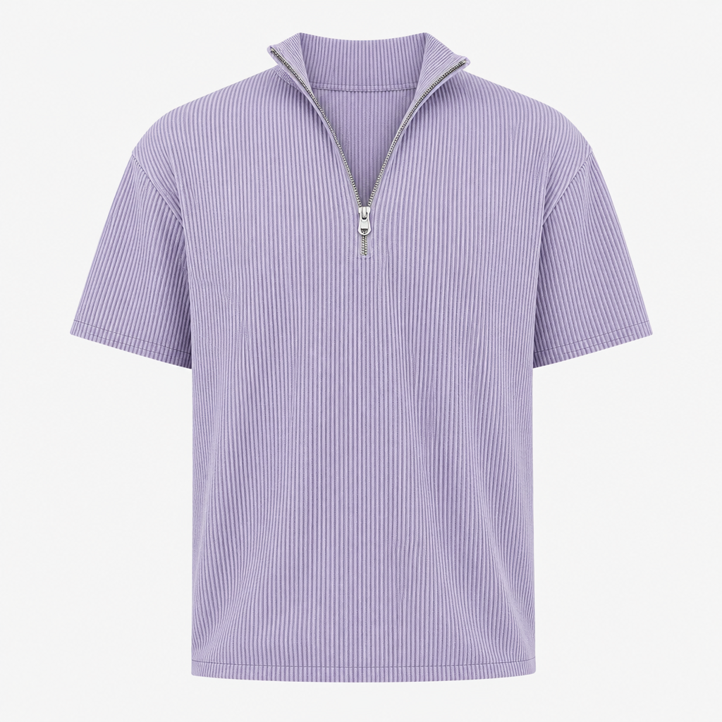 Men's Short Sleeve Zip Mock Neck Knit Top