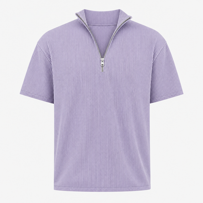 Men's Short Sleeve Zip Mock Neck Knit Top