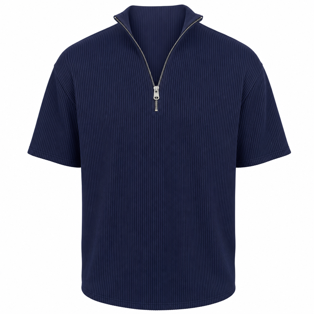 Men's Short Sleeve Zip Mock Neck Knit Top