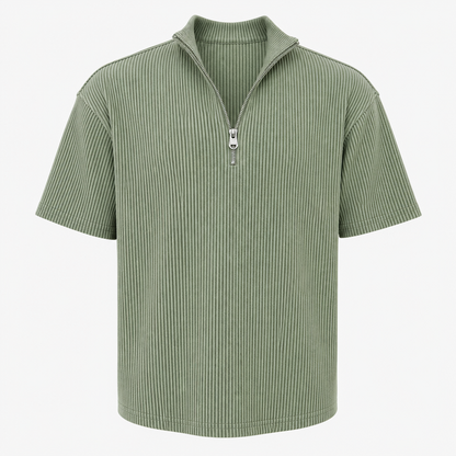 Men's Short Sleeve Zip Mock Neck Knit Top