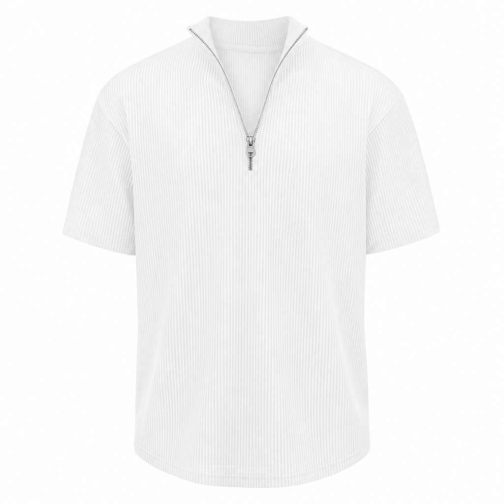 Men's Short Sleeve Zip Mock Neck Knit Top