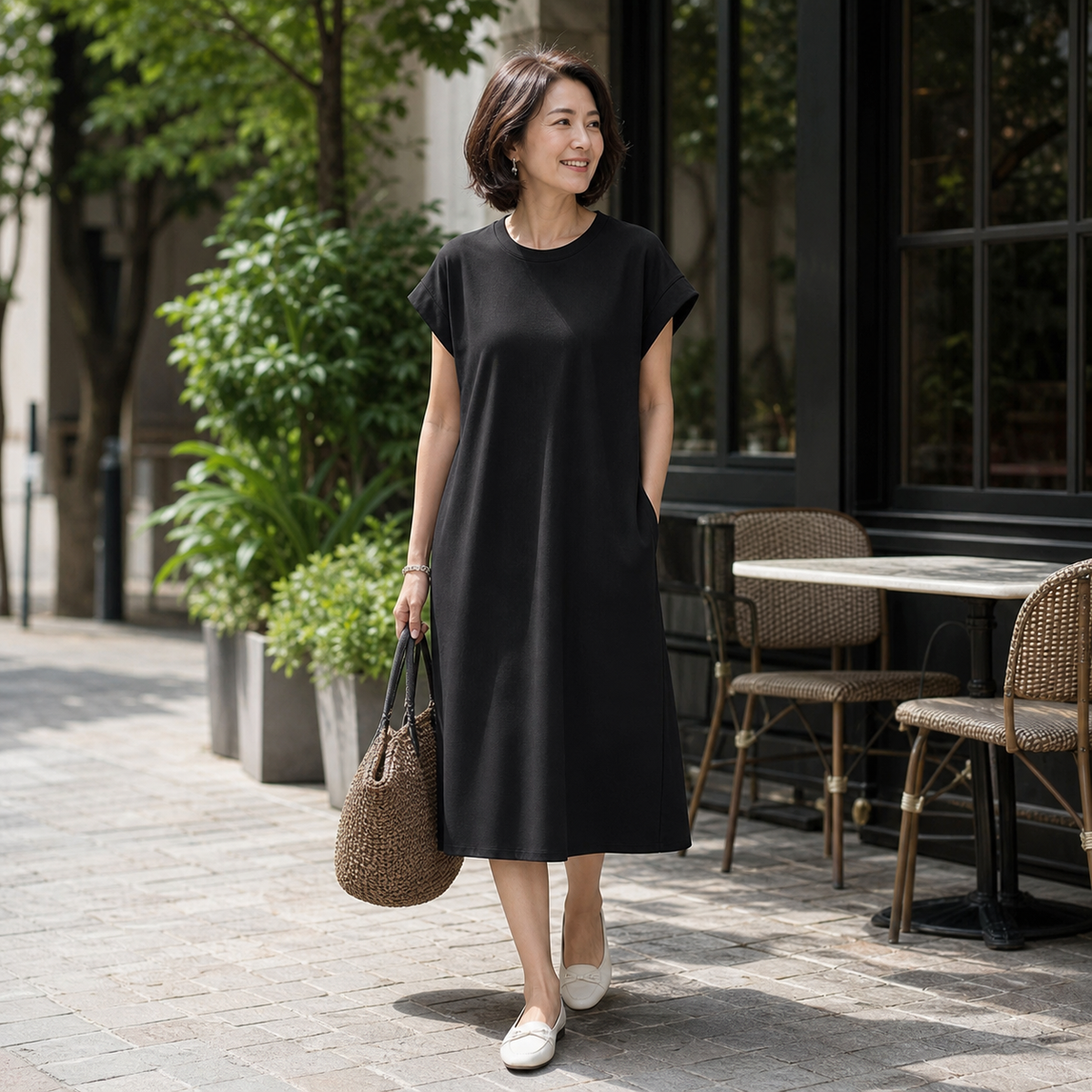 Women's Relaxed Crewneck T-Shirt Dress