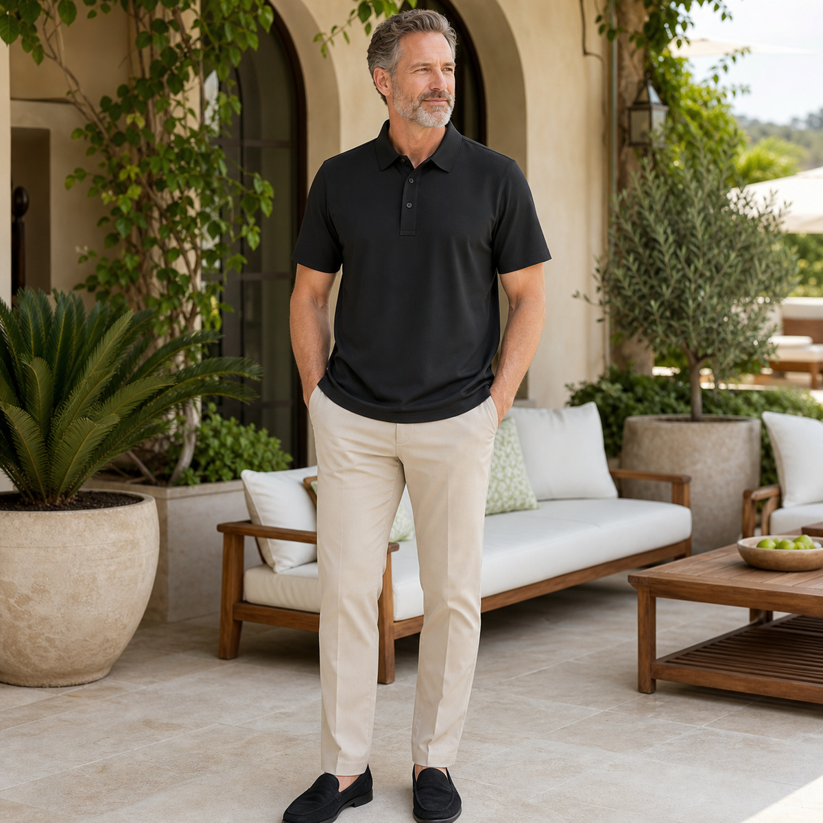 Men's Lightweight Textured Polo Shirt