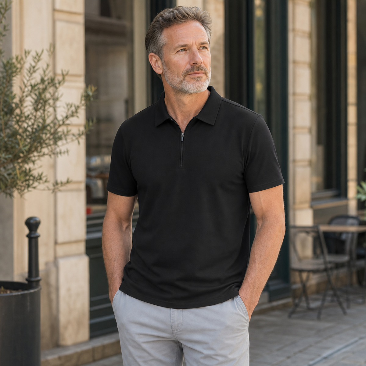 Men's Short Sleeve Half-Zip Polo Shirt