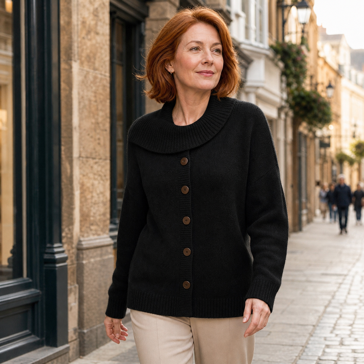 Women's Soft-Knit Shawl-Collar Button Cardigan