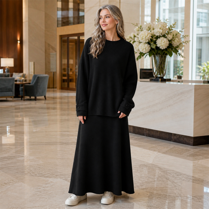 Women's Soft-Knit Relaxed Top and Maxi Skirt Set