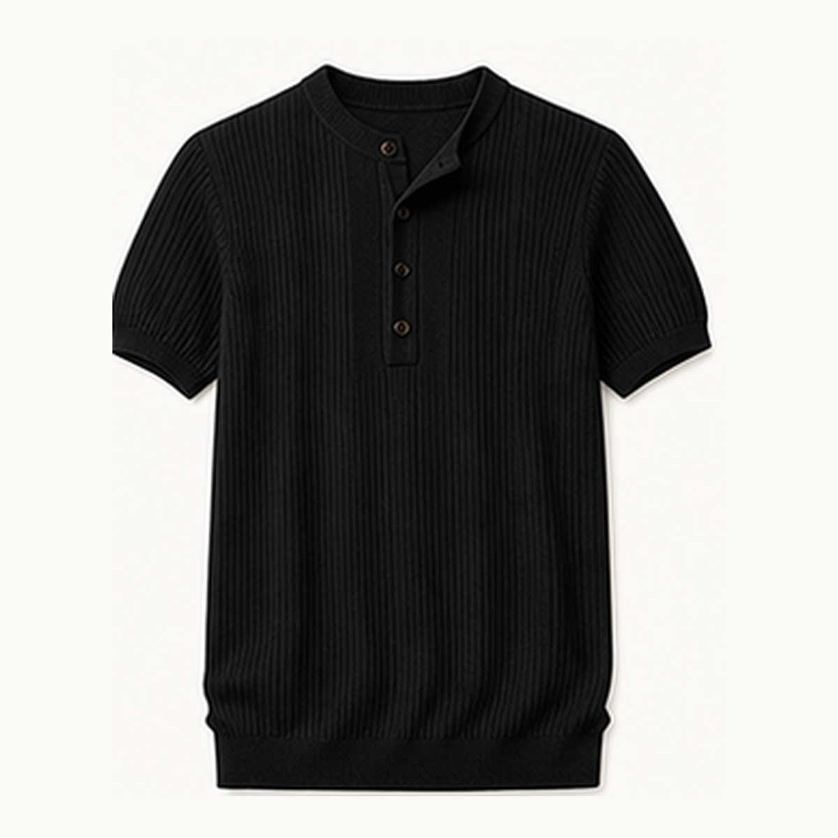 Men's Short Sleeve Ribbed Knit Henley Shirt