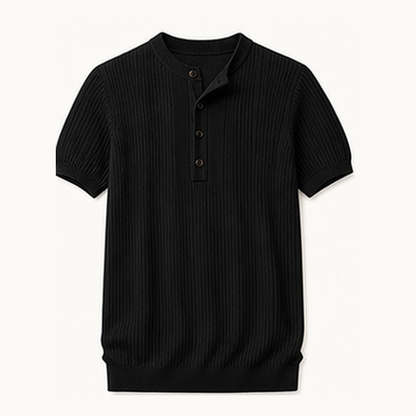 Men's Short Sleeve Ribbed Knit Henley Shirt