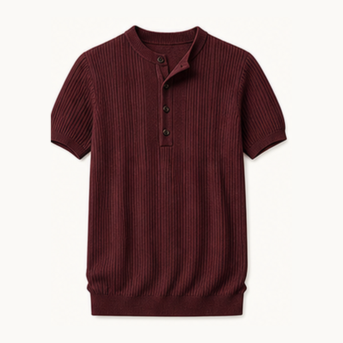 Men's Short Sleeve Ribbed Knit Henley Shirt