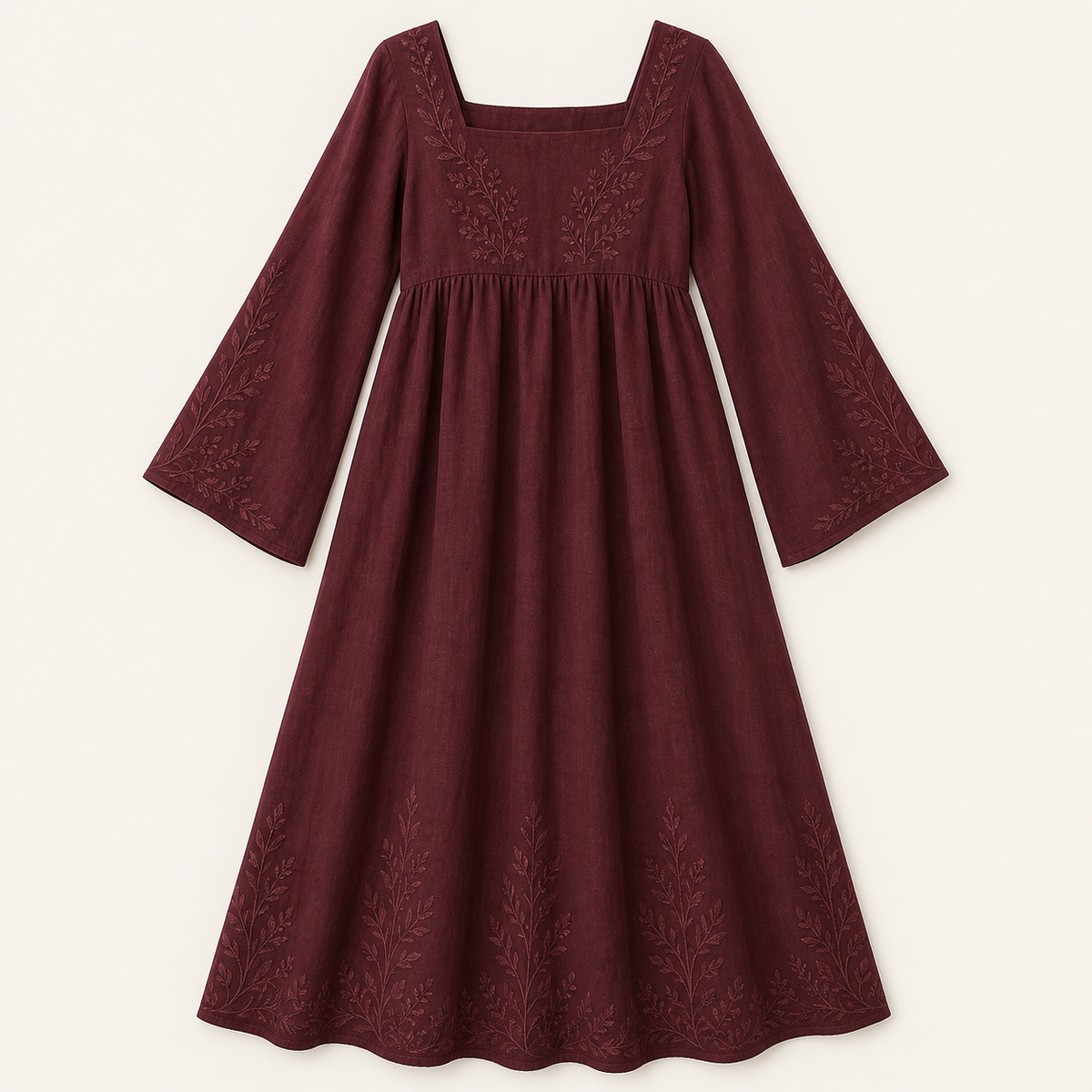 Women's Embroidered Square Neck Maxi Dress