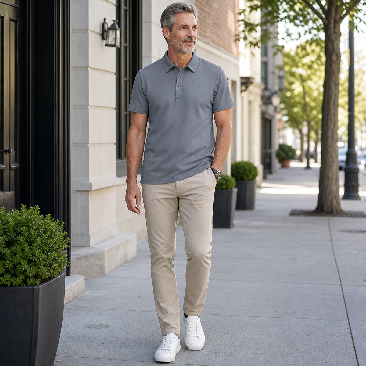 Men's Lightweight Textured Polo Shirt