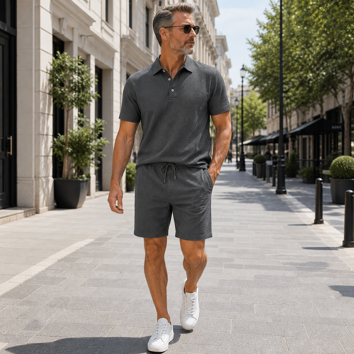 ⏰Clearance Sale⚡12-Pack Only $38.97⚡Men's Relaxed Polo Shirt and Shorts Set