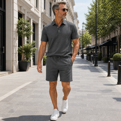 ⏰Clearance Sale⚡12-Pack Only $38.97⚡Men's Relaxed Polo Shirt and Shorts Set