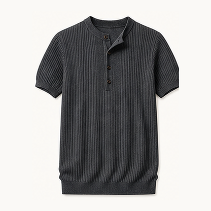 Men's Short Sleeve Ribbed Knit Henley Shirt
