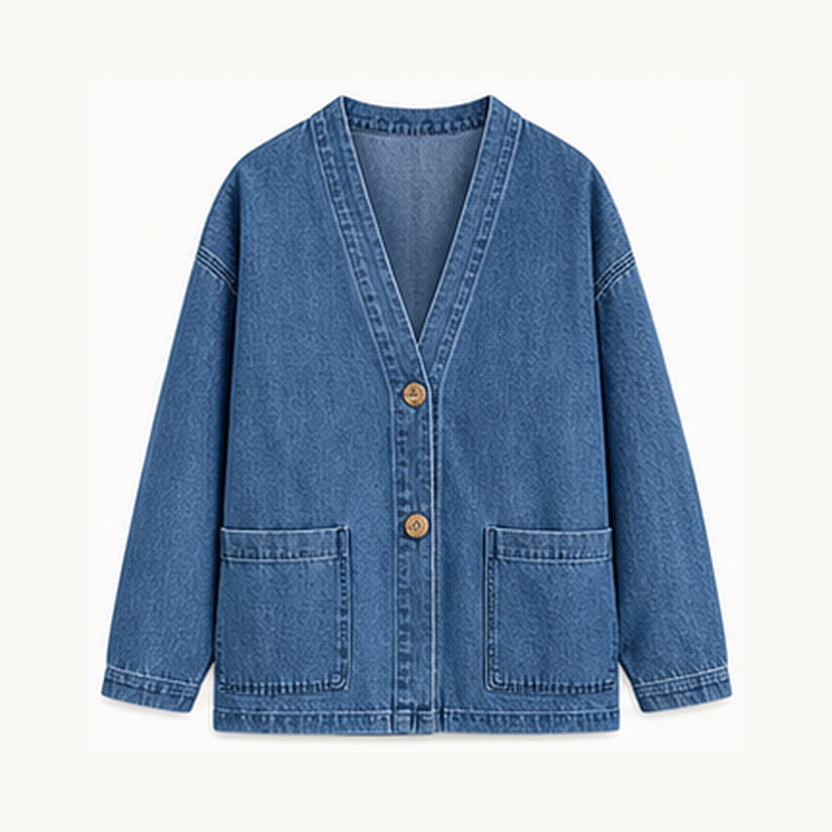 Women's Relaxed Denim-Look Button Cardigan Jacket