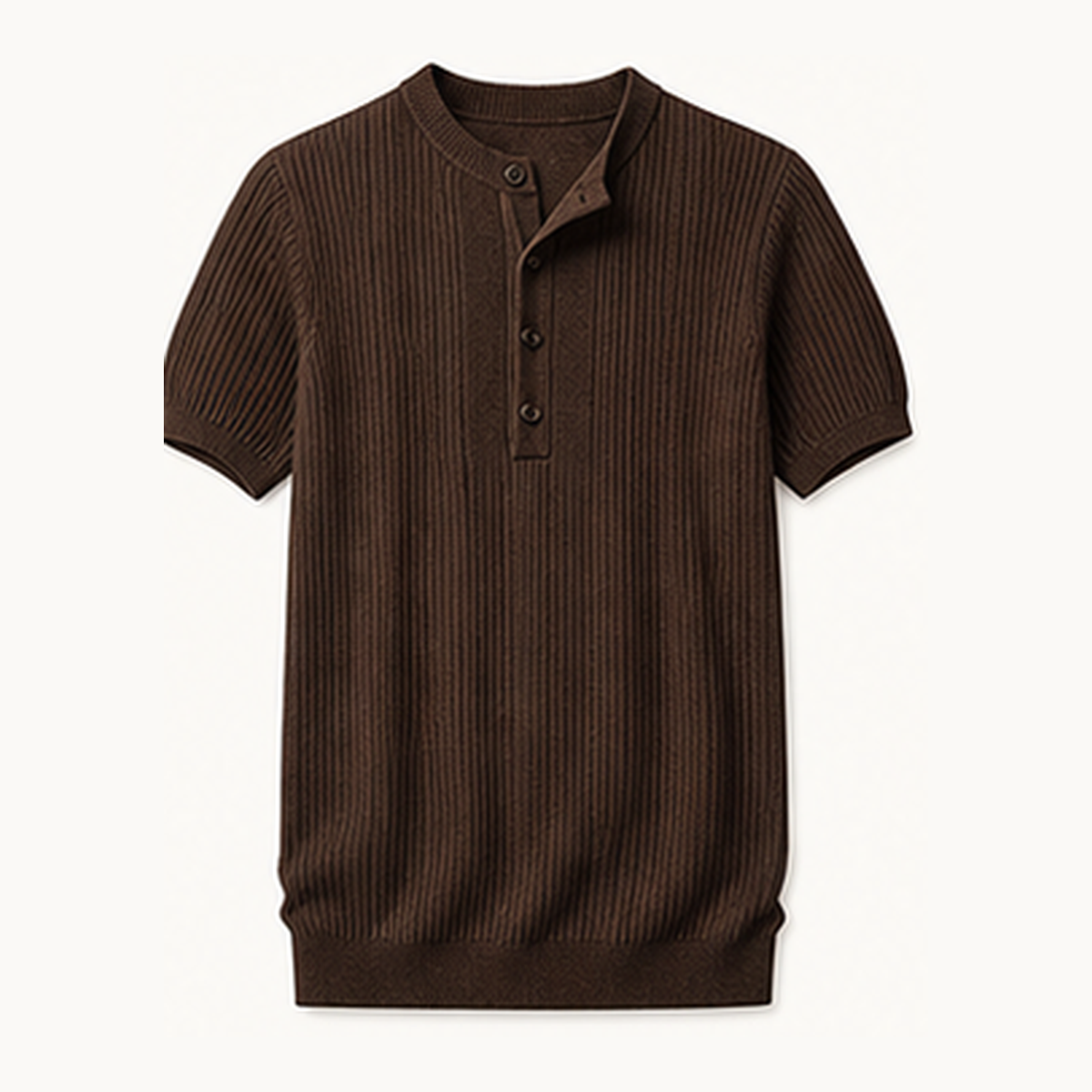 Men's Short Sleeve Ribbed Knit Henley Shirt